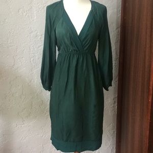 Ella Moss Anthropologie forest Green v-neck Dress